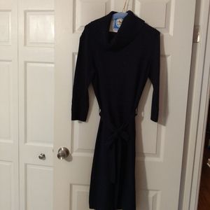 Navy cowl neck sweater dress